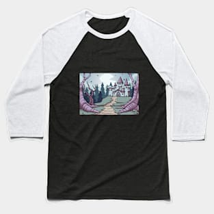 Halloween Dracula Vampire Mansion Baseball T-Shirt